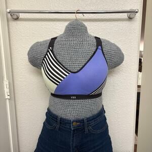 VSX Sport Racerback Bra Stripe Colorblock Green Purple Black Lightly Lined 34C